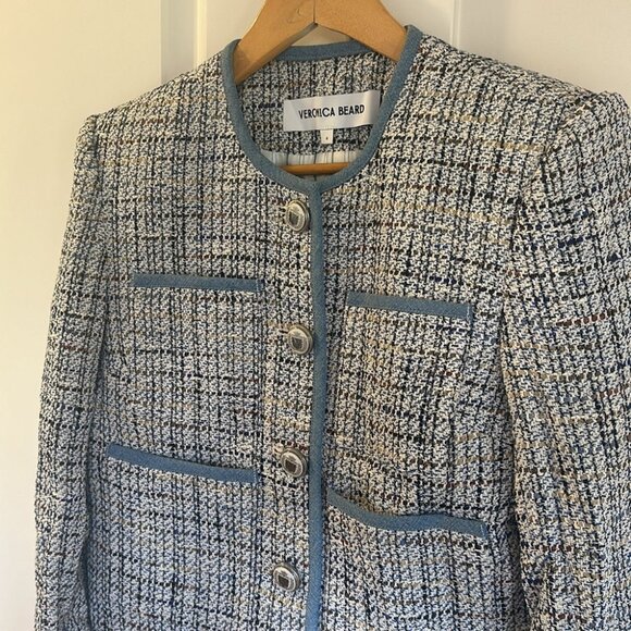 NEW Veronica Beard Darla Tweed Lady Jacket Blazer in Blue Multi | size 4 - Picture 9 of 14